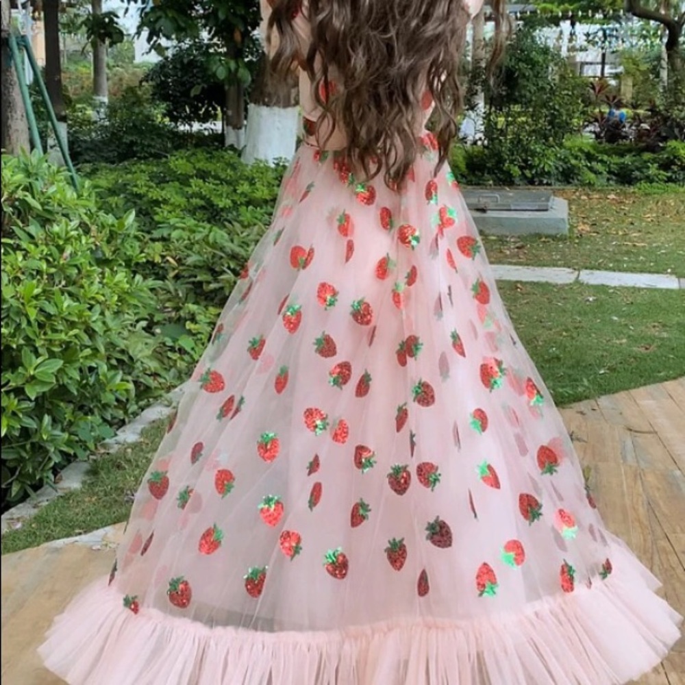 New Glitter Strawberry Summer Tulle Dress S: Small - Picture 9 of 15